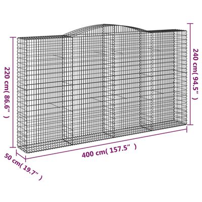 vidaXL Oblúkový gabiónový kôš 15ks 400x50x220/240cm pozinkované železo