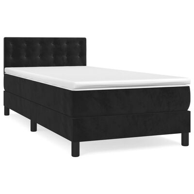 vidaXL Posteľný rám boxspring s matracom čierny 90x190 cm zamat