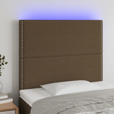 vidaXL Čelo postele s LED tmavohendé 160x7x118/128 cm látka