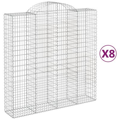 vidaXL Oblúkový gabionový kôš 8 ks 200x50x200/220cm pozinkované železo