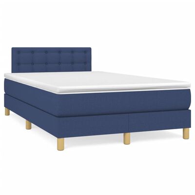 vidaXL Boxspring posteľ s matracom a LED modrá 120x190 cm látka