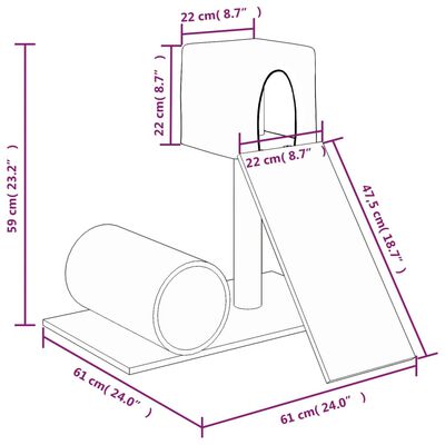 vidaXL Škrabadlo pre mačky so sisalovým stĺpikom tmavosivé 59 cm