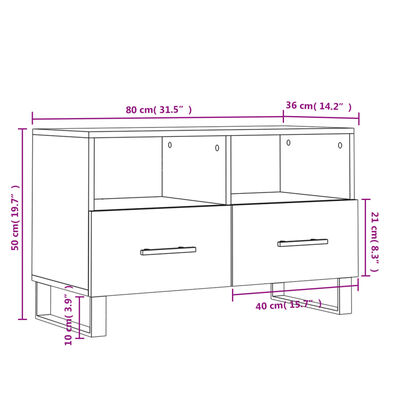 vidaXL TV skrinka lesklá biela 80x36x50 cm spracované drevo