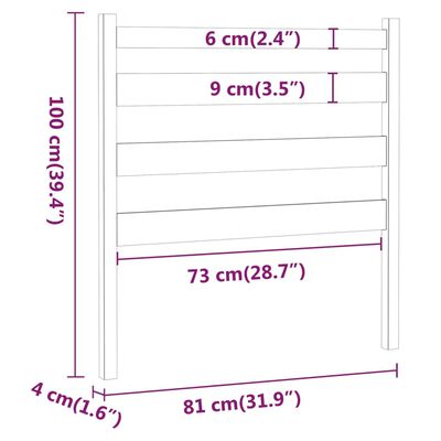 vidaXL Čelo postele sivé 81x4x100 cm masívna borovica