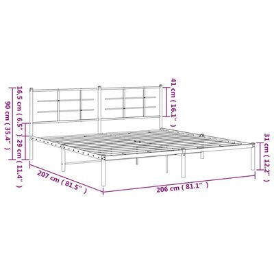 vidaXL Kovový rám postele s čelom biely 200x200 cm