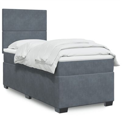 vidaXL Posteľný rám boxspring s matracom tmavosivý 90x190 cm zamat