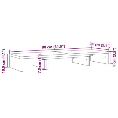 vidaXL Podstavec pod monitor hnedý dub 80x24x10,5 cm kompozitné drevo