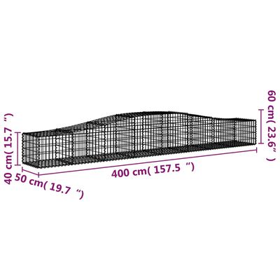 vidaXL Oblúkový gabionový kôš 4 ks 400x50x40/60 cm pozinkované železo