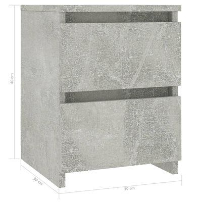 vidaXL Nočné stolíky 2 ks, betónovo sivé 30x30x40 cm, kompozitné drevo