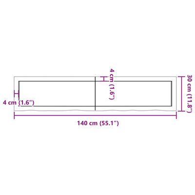 vidaXL Kúpeľňová doska bledohnedá 140x30x(2-4) cm ošetrený masív