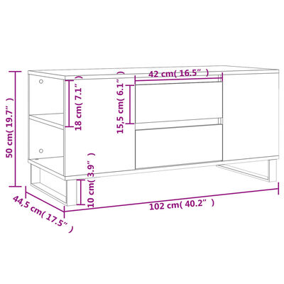 vidaXL Konferenčný stolík sivý sonoma 102x44,5x50 cm kompozitné drevo