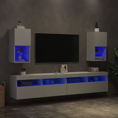 vidaXL TV skrinky s LED svetlami 2 ks biele 30,5x30x60 cm