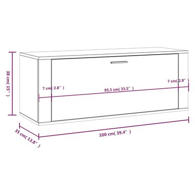 vidaXL Nástenný botník čierny 100x35x38 cm spracované drevo