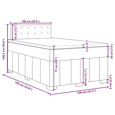 vidaXL Boxspring posteľ s matracom, tmavosivá 120x190 cm, látka