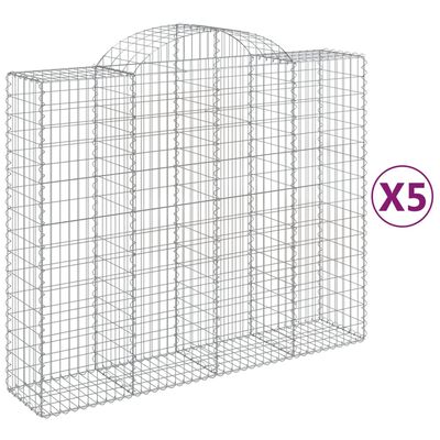 vidaXL Oblúkové gabiónové koše 5ks 200x50x160/180cm pozinkované železo