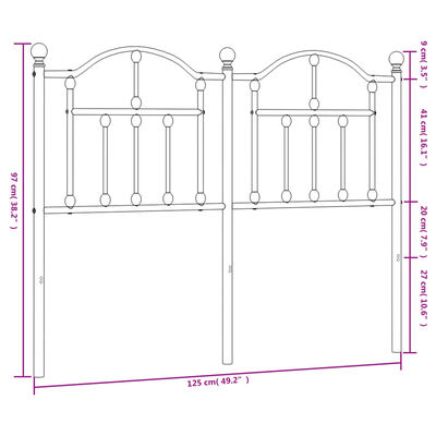 vidaXL Kovové čelo postele biele 120 cm