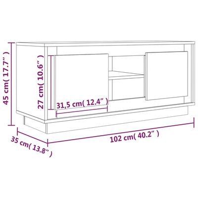 vidaXL TV skrinka čierna 102x35x45 cm spracované drevo