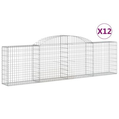 vidaXL Oblúkové gabionové koše 12ks 300x30x80/100cm pozinkované železo