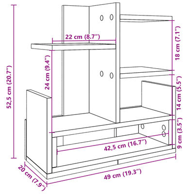 vidaXL Organizér na stôl, tmavý dub 49x20x52,5 cm, kompozitné drevo