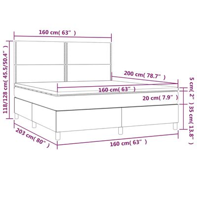 vidaXL Posteľný rám boxsping s matracom tmavomodrý 160x200 cm zamat