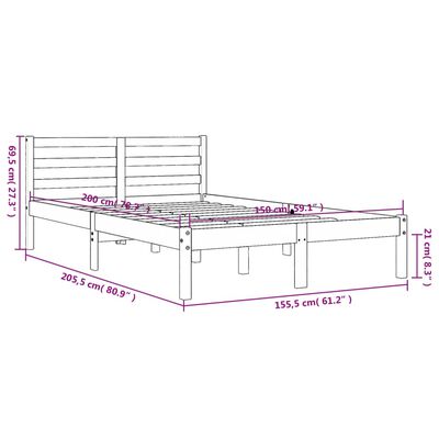 vidaXL Posteľ bez matraca voskový 150x200 cm masívna borovica