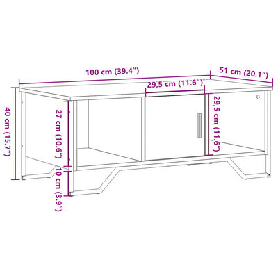 vidaXL Konferenčný stolík hnedý dub 100x51x40 cm kompozitné drevo