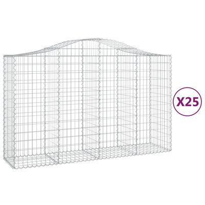 vidaXL Oblúkové gabionové koše 25 ks 200x50x120/140 cm pozink. železo