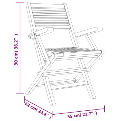 vidaXL Skladacie záhradné stoličky 2 ks 55x62x90 cm tíkový masív