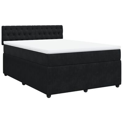 vidaXL Posteľný rám boxspring s matracom čierny 140x190 cm zamat