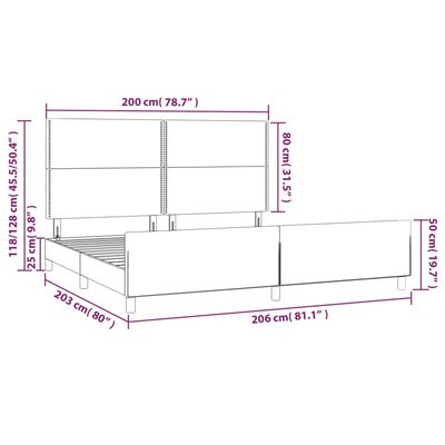 vidaXL Posteľný rám s čelom sivý 200x200 cm umelá koža