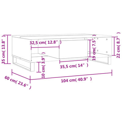 vidaXL Konferenčný stolík dymový dub 104x60x35 cm kompozitné drevo