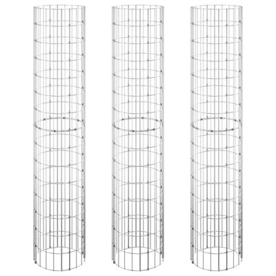 vidaXL Kruhové gabiónové vyvýšené záhony 3ks zinkovaná oceľ Ø30x150 cm