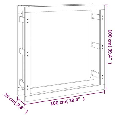 vidaXL Stojan na palivové drevo sivý 100x25x100 cm masívna borovica