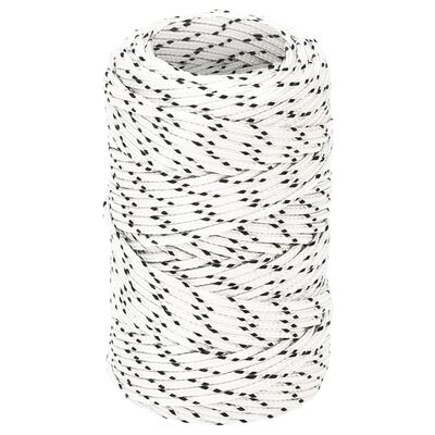 vidaXL Pletené lodné lano biele 2 mm x 50 m polyester