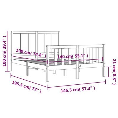 vidaXL Posteľ bez matraca biela 140x190 cm masívna borovica