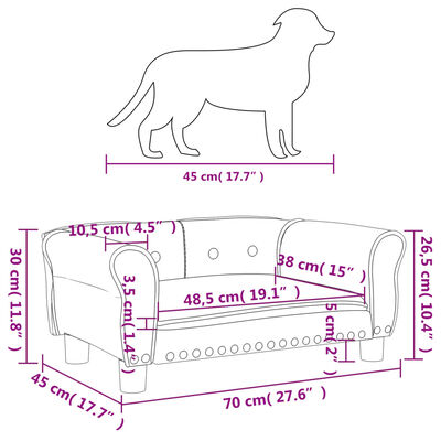 vidaXL Pelech pre psa čierny 70x45x30 cm umelá koža