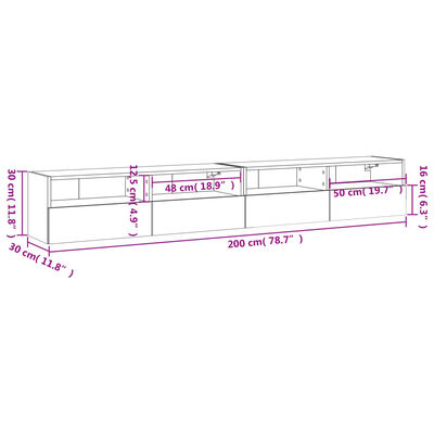 vidaXL TV nástenné skrinky 2 ks sivé sonoma 100x30x30 cm kompoz. drevo