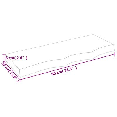 vidaXL Nástenná polica tmavohnedá 80x30x(2-6) cm ošetrený dubový masív