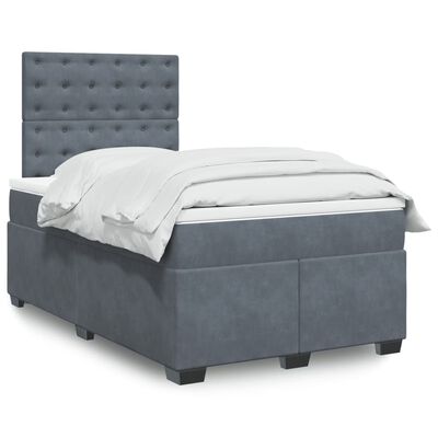 vidaXL Boxspring posteľ s matracom, tmavosivá 120x190 cm, zamat