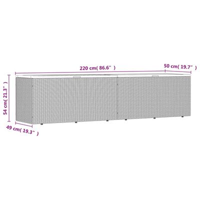 vidaXL Záhradný úložný box sivý 220x50x54 cm polyratan akáciové drevo