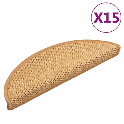 vidaXL Samolepiace nášľapy na schody, sisalový vzhľad 15 ks 56x17x3 cm