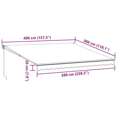 vidaXL Ručne zaťahovacia markíza hnedá 400x300 cm