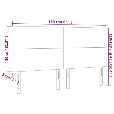 vidaXL Čelá postele 4 ks bledosivé 80x5x78/88 cm zamat