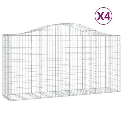 vidaXL Oblúkové gabiónové koše 4ks 200x50x100/120cm pozinkované železo