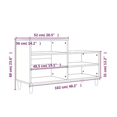 vidaXL Botník lesklý biely 102x36x60 cm spracované drevo