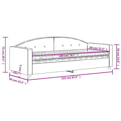 vidaXL Denná posteľ s matracom žltá 80x200 cm zamat