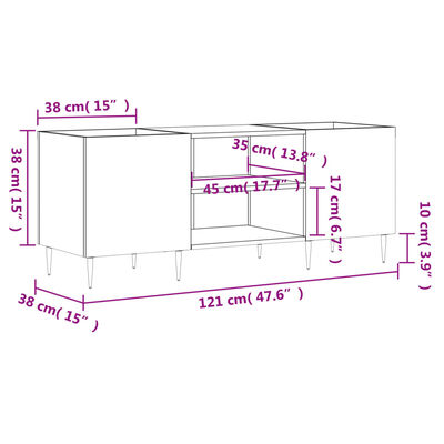 vidaXL Skrinka na platne betónovosivá 121x38x48 cm kompozitné drevo