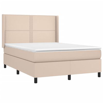 vidaXL Boxspring posteľ s matracom kapučínová 140x200 cm umelá koža