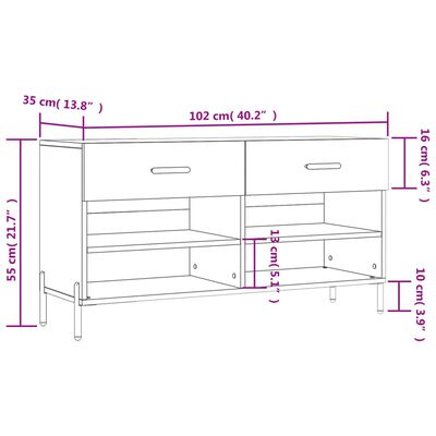 vidaXL Lavička na topánky, dub sonoma 102x35x55 cm, kompozitné drevo