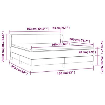 vidaXL Posteľný rám boxspring s matracom krémový 160x200 cm látka